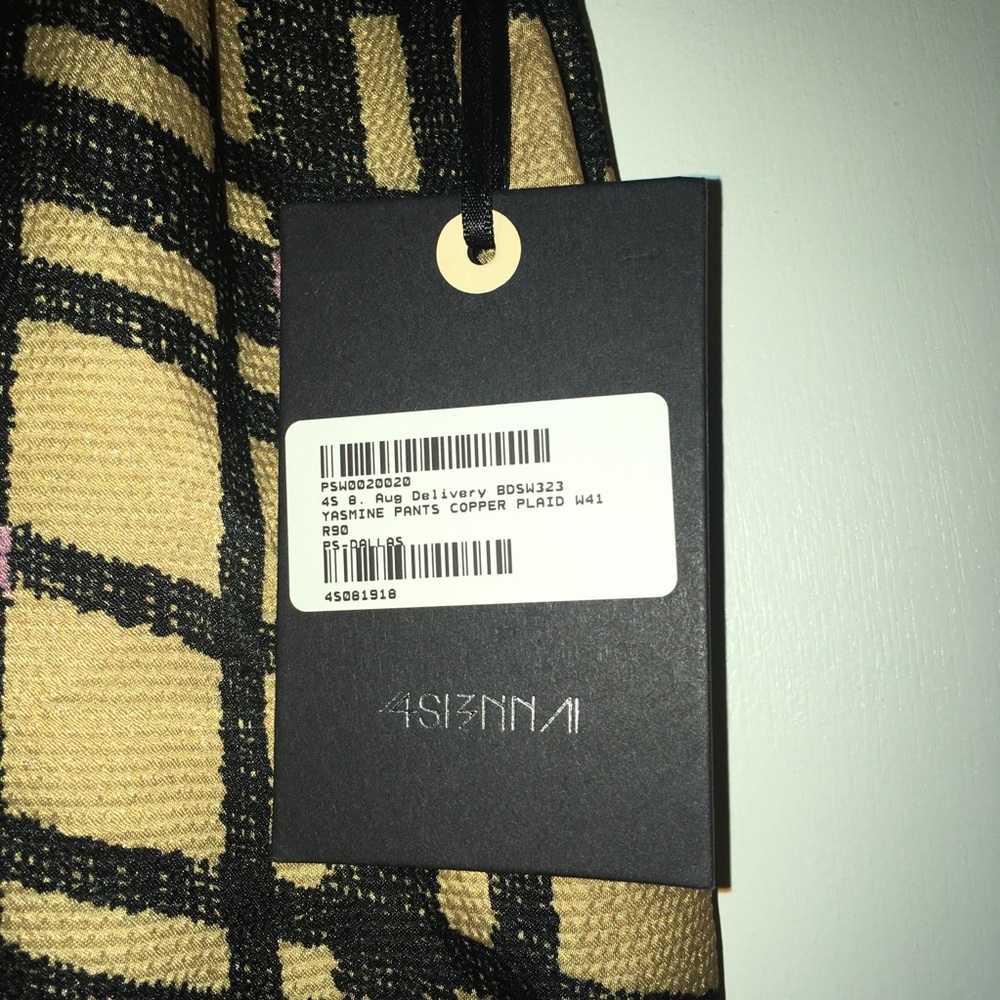NWT 4Si3nna Yasmine XS lightweight plaid pants - Picture 2 of 5